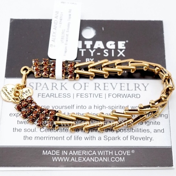 Alex and Ani Vintage 66 Spark of Revelry Smokey Topaz Flapper Bracelet - Picture 1 of 1